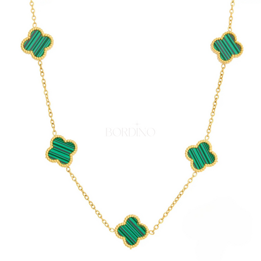 Colar 5 Trevos 4 Folhas Verde