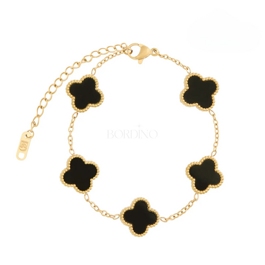 Pulseira 5 Trevos de 4 Folhas Preto