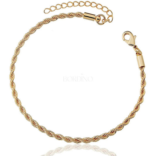 Pulseira Cordão Baiano Fina Dourada