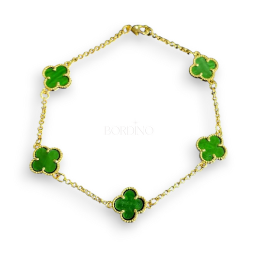 Pulseira 5 Trevos de 4 Folhas Verde